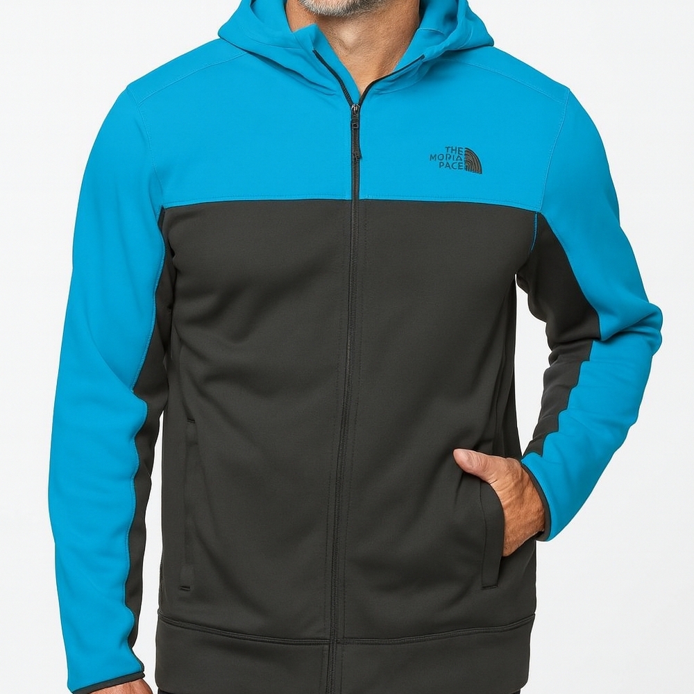The North Face teal and black zip up Jacket Size M